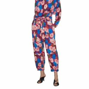 Zara floral print belted pants